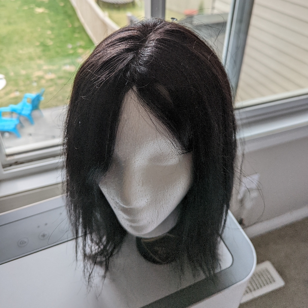 7"x8" Courtney | Mono Part | Left Part Remy Human Hair Topper - Natural black